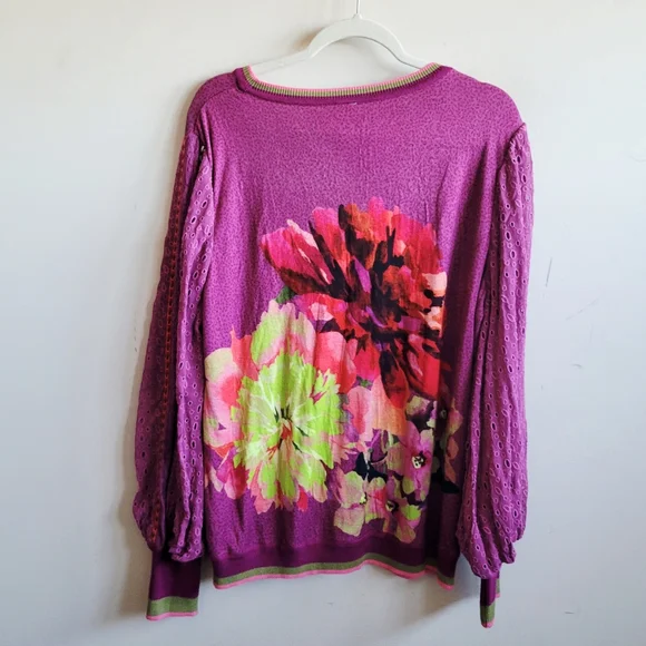 Anthropologie Purple Floral Knit Sweater - Picture 6 of 8